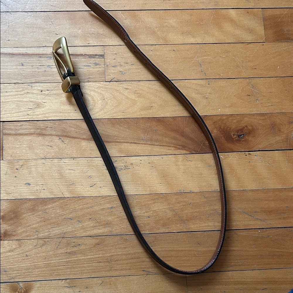 Vintage Coach Black Leather Belt with Gold Buckle